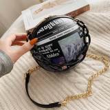White Fashion Casual Patchwork Basketball Crossbody Bag