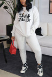 White Sportswear Print O Neck Long Sleeve Two Pieces