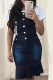 Deep Blue Casual Solid Patchwork Boot Cut High Waist Speaker Bottoms