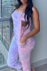 Colour Sexy Casual Print Tie Dye Backless Spaghetti Strap Sleeveless Two Pieces