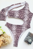 Multicolor Fashion Sexy Print Hollowed Out Backless Swimwears