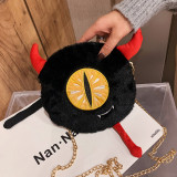 Black Fashion Casual Patchwork Cartoon Chain Strap Crossbody Bag