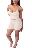 Cream white Polyester Fashion Sexy adult Ma'am Solid Two Piece Suits pencil Sleeveless Two Pieces