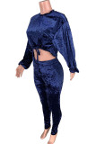 Royal blue OL Solid Two Piece Suits pencil Long Sleeve