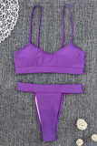 Purple Sexy Butterfly Print Solid Color Swimwears