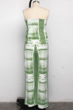 Green Polyester Sexy Patchwork Straight Sleeveless Two Pieces