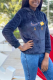 Black Casual Solid Embroidered Letter Hooded Collar Tops