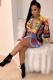Multi-color Polyester Fashion Sexy Cap Sleeve Long Sleeves Turndown Collar Straight Mini asymmetrical Patchwork