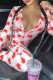 Red Casual Living Print Basic V Neck Skinny Jumpsuits