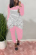 Pink Casual Patchwork Print Solid Straight Long Sleeve Two Pieces