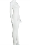 White Fashion Sexy Solid Backless Strapless Skinny Jumpsuits