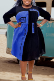 Yellow Casual Print Letter O Neck Pleated Dresses