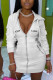 White Work Daily Print Hooded Collar Pencil Skirt Dresses