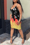 White Fashion Sexy Print Backless Spaghetti Strap Sleeveless Dress