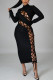 Black Sexy Solid Bandage Hollowed Out O Neck Dresses