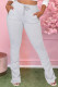 Grey Casual Solid Fold Boot Cut Mid Waist Bottoms