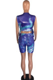 multicolor Sexy Print Tie Dye Straight Sleeveless Two Pieces