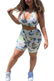 White Polyester Fashion Sexy adult Ma'am Animal Prints Print Two Piece Suits pencil Sleeveless Two Pieces