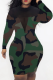 Camouflage Sexy Print See-through Half A Turtleneck Pencil Skirt Dresses