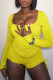 Yellow Sexy Casual Solid Basic Square Collar Skinny Romper