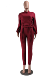 Beige Street Solid Draw String Half A Turtleneck Long Sleeve Two Pieces