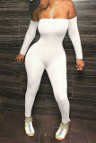 White Sexy Polyester Long Sleeve Jumpsuits