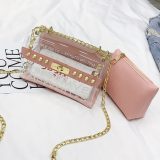 Pink Fashion Casual Letter See-through Crossbody Bag