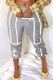 Grey Fashion Casual Solid With Belt High Waist Patchwork Trousers
