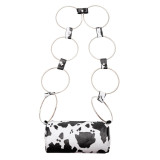 White Fashion Casual Print Chain Strap Crossbody Bag