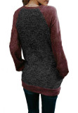 Light Gray O Neck Long Sleeve Patchwork Sweaters & Cardigans