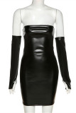 Red Fashion Sexy Solid Backless Strapless Long Sleeve Dresses