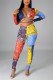 Multi Fashion Sexy V Neck Long Sleeve Regular Sleeve Skinny Print Jumpsuits