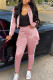 Pink Casual Sportswear Long Sleeve Zipper Collar Regular Sleeve Short Patchwork Two Pieces