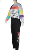 Grey Street Print Patchwork O Neck Mid Waist Tops