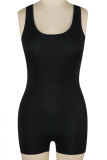Black Sexy Fashion zipper Solid Backless Polyester Sleeveless Slip