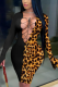 Black Sexy Leopard Hollowed Out V Neck Pencil Skirt Dresses