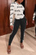 Black Sexy Print Patchwork O Neck Long Sleeve Two Pieces