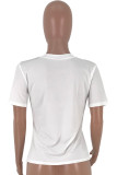 White O Neck Short Sleeve Print Letter Tees & T-shirts