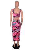 Multicolor Sexy Casual Print Basic U Neck Sleeveless Two Pieces