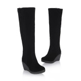 Black Fashion Casual Solid Color Round Keep Warm Boots