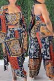 Multicolor Fashion Casual Print Basic Long Sleeve Three-piece Set