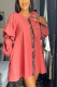 Pink Casual Solid Patchwork O Neck Cake Skirt Dresses
