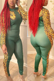 Red Fashion Casual Print Patchwork O Neck Skinny Jumpsuits