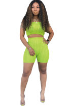Fluorescent green Polyester Fashion Sexy Patchwork Embroidery perspective Straight Sleeveless