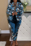 Camouflage Casual Print Split Joint Long Sleeve Two Pieces