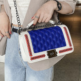 Blue Fashion Casual Patchwork Messenger Bag