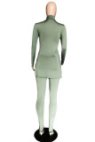 Ink Green Work Daily Print O Neck Long Sleeve Two Pieces