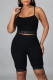 Black Sexy Casual Solid Backless Spaghetti Strap Sleeveless Two Pieces
