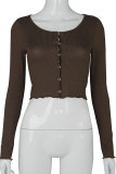 White Casual Solid Patchwork U Neck Mid Waist Tops