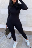 Grey Sexy Solid Patchwork O Neck Jumpsuits